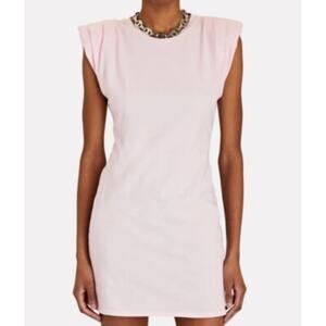 St. Roche Echo Pink Cotton Padded Shoulder Sleeveless Mini Dress Size Small